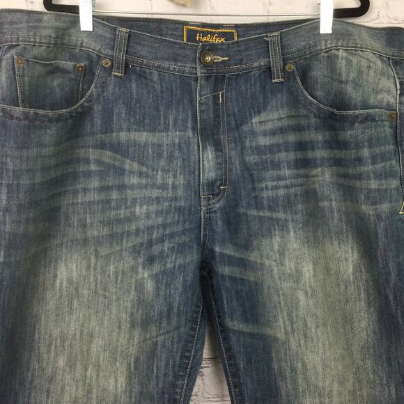Halifax Men's Dark Wash Flap Pockets Straight Leg Jeans Blue Size 46 - Picture 2 of 10